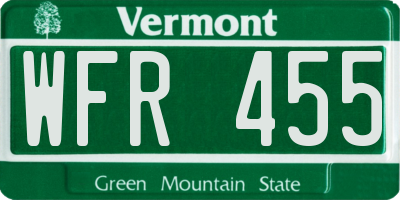 VT license plate WFR455
