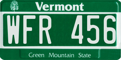 VT license plate WFR456
