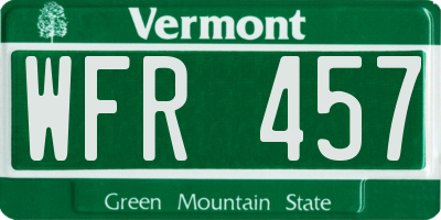 VT license plate WFR457