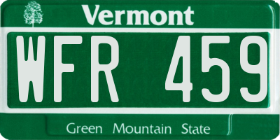 VT license plate WFR459
