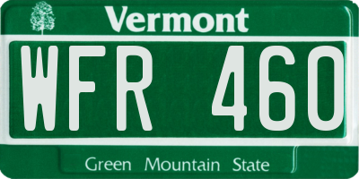 VT license plate WFR460