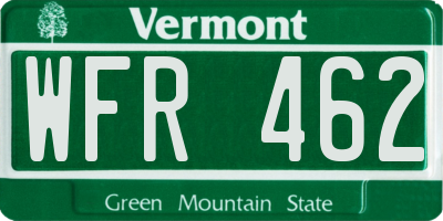 VT license plate WFR462