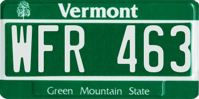 VT license plate WFR463