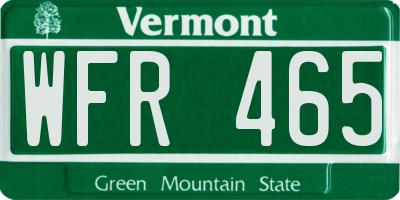 VT license plate WFR465