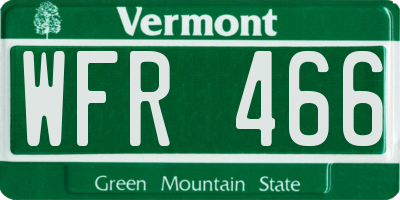 VT license plate WFR466