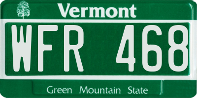 VT license plate WFR468