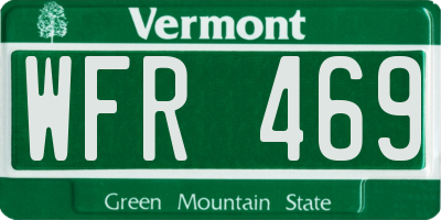 VT license plate WFR469