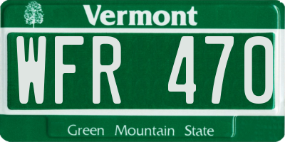 VT license plate WFR470