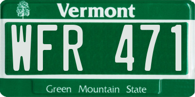 VT license plate WFR471