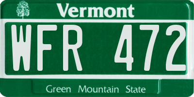 VT license plate WFR472