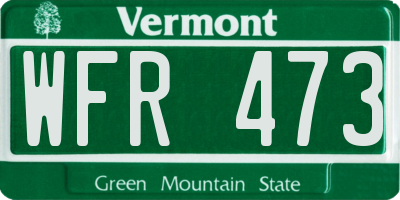 VT license plate WFR473