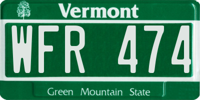 VT license plate WFR474