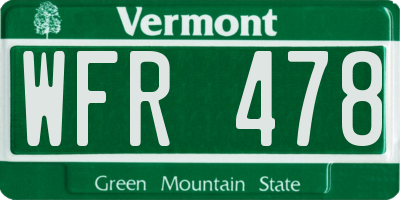 VT license plate WFR478
