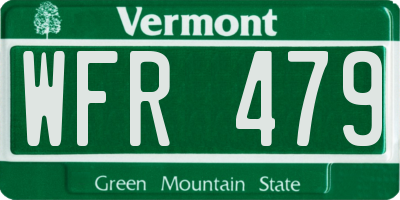 VT license plate WFR479