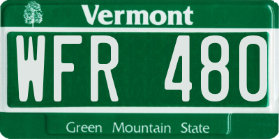 VT license plate WFR480
