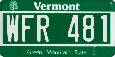 VT license plate WFR481