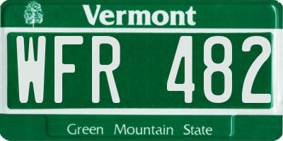 VT license plate WFR482