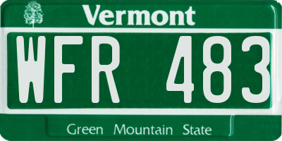 VT license plate WFR483