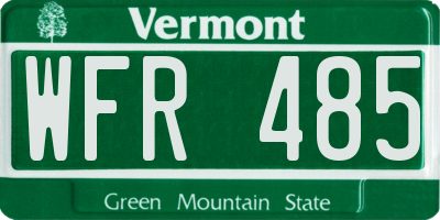 VT license plate WFR485