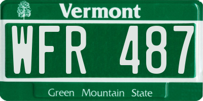 VT license plate WFR487