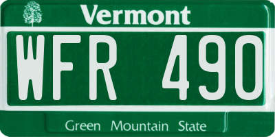 VT license plate WFR490