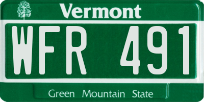 VT license plate WFR491