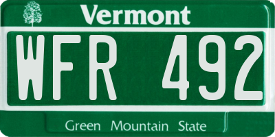 VT license plate WFR492