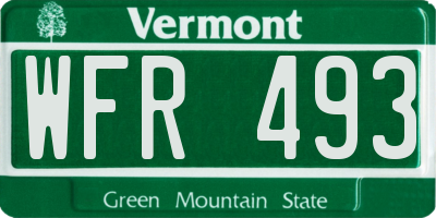 VT license plate WFR493