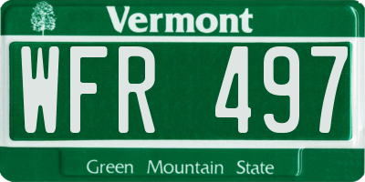 VT license plate WFR497