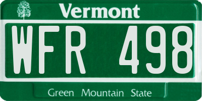 VT license plate WFR498