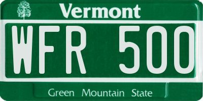 VT license plate WFR500