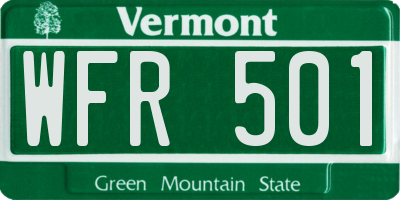 VT license plate WFR501