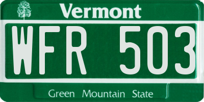 VT license plate WFR503
