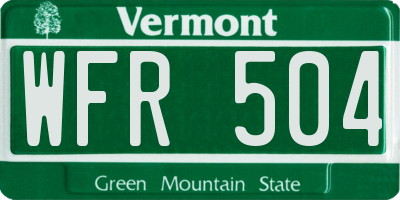 VT license plate WFR504