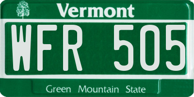 VT license plate WFR505