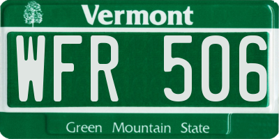 VT license plate WFR506