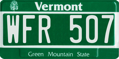VT license plate WFR507