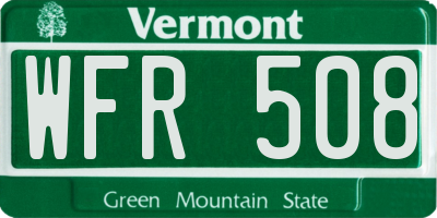 VT license plate WFR508