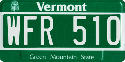 VT license plate WFR510