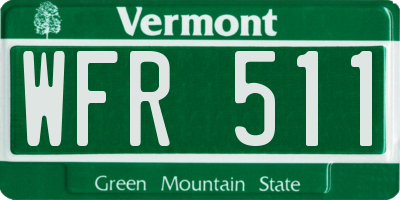 VT license plate WFR511