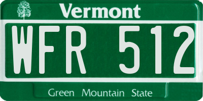 VT license plate WFR512