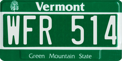 VT license plate WFR514