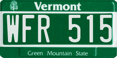 VT license plate WFR515