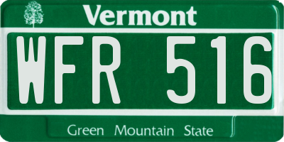 VT license plate WFR516