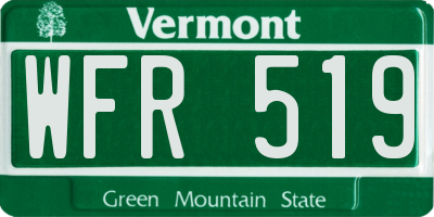 VT license plate WFR519