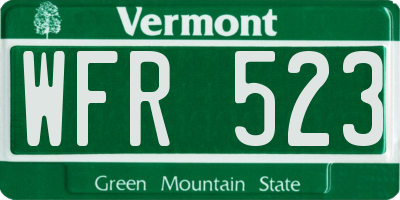 VT license plate WFR523