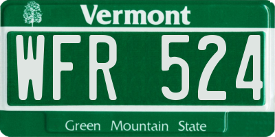 VT license plate WFR524