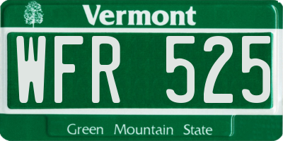 VT license plate WFR525