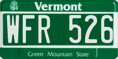 VT license plate WFR526