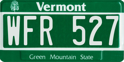 VT license plate WFR527